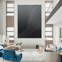Load image into Gallery viewer, “Black Textured Curves” - Modern Abstract Art on Canvas DKH1482
