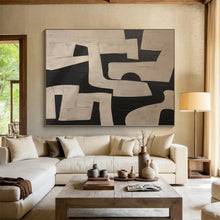 Load image into Gallery viewer, Hand - painted Extensive Black - White Geometric Abstract Acrylic Art for Modern Offices LargeART0100
