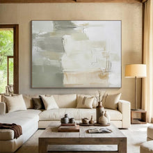 Load image into Gallery viewer, Oversized Neutral Tones Abstract Layered Art for Nursery &amp; Cozy Reading Nook LargeART0439
