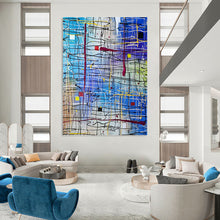 Load image into Gallery viewer, “Colorful Web - Like Abstract” - Expressive Line Art on Canvas DKH1583
