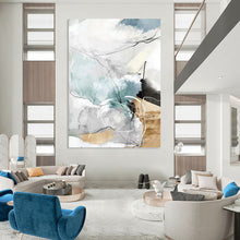 Load image into Gallery viewer, “Soft Line and Color Abstract” - Blue, Grey, White Abstract Art on Canvas DKH1337
