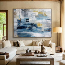 Load image into Gallery viewer, Oversized Blue - Gray Abstract Urban Art for Loft Apartment &amp; Corporate Lounge LargeART0435
