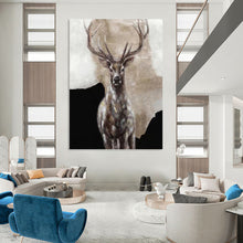 Load image into Gallery viewer, “Textured Stag Portrait” - Impasto Animal Art on Canvas DKH1462
