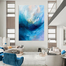 Load image into Gallery viewer, Impressionist Abstract Art, Color - Blended Fluid Painting for Coastal Bedroom &amp; Relaxation Nook LargeART2250
