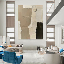 Load image into Gallery viewer, “Neutral Collage Textures” - Beige, Black Abstract Art on Canvas DKH1161
