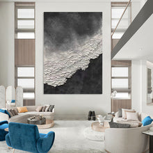 Load image into Gallery viewer, “Black and White Textured Cliff” – Thick, white textured “cliff” against a dark gray background. DTP339
