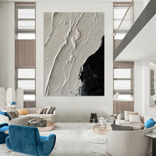 Load image into Gallery viewer, “Textured Monochrome Abstract” - White, Black Abstract Art on Canvas DKH1328

