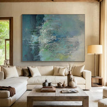 Load image into Gallery viewer, Dripping Green and Blue Abstract Acrylic Art - Ideal for Nature - lover’s Bedroom &amp; Eclectic Studio LargeART0638
