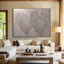 Load image into Gallery viewer, Hand - painted Textured Silver Floral Dots Acrylic Art for Elegant Dining Room Accents LargeART1687
