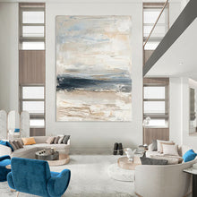 Load image into Gallery viewer, “Soft Horizon” Soft beige, gray, and blue, textured layers. DTP298
