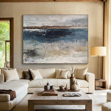Load image into Gallery viewer, Blue and Gray Abstract Seaside Painting for Coastal Cottage &amp; Relaxing Spa DKH288
