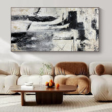 Load image into Gallery viewer, Black and White Textured Abstract Canvas Painting, Perfect for Monochrome Gallery &amp; Sleek Office LargeART1223

