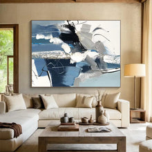 Load image into Gallery viewer, Custom Large Blue and Gray Abstract Art - Perfect for Urban Loft &amp; Contemporary Gallery LargeART0771
