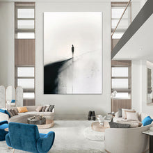 Load image into Gallery viewer, Black &amp; White Lone Figure Abstract Art, Suited for Serene Meditation Room &amp; Contemplative Office LargeART1931
