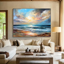 Load image into Gallery viewer, Vibrant Sunset Beach Abstract Painting On Canvas for Lively Living Room &amp; Vacation Home DKH338
