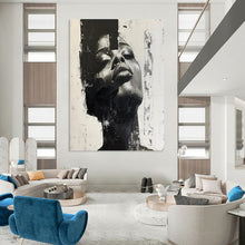 Load image into Gallery viewer, “Fragmented Face in Black and White” – Expressive Figurative Abstract with Textural Layers DTP139
