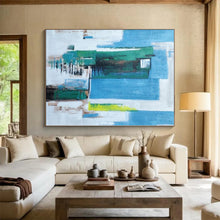 Load image into Gallery viewer, Oversized Blue - Green Urban Abstract Art for City Loft &amp; Modern Office LargeART0465
