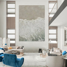 Load image into Gallery viewer, “Serene Beach Aerial” - Beige, White Abstract Coastal Art on Canvas DKH1127
