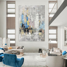 Load image into Gallery viewer, Urban Abstract in Gray &amp; Color – Mixed - Media Cityscape Inspired DTP248
