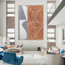 Load image into Gallery viewer, “Dual - Toned Geometric Flow” - Grey, Brown, White Abstract Art on Canvas DKH1138
