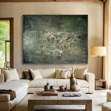 Load image into Gallery viewer, Green and Gray Textured Abstract Acrylic Art - Suited for Nature - inspired Bedroom &amp; Industrial - style Studio LargeART0633
