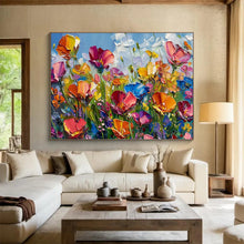 Load image into Gallery viewer, Color - Burst “Wildflower Meadow Joy” Painting on Canvas, Lively Floral Artwork DKH797
