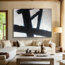 Load image into Gallery viewer, Black - White Geometric Abstract Painting for Modern Study &amp; Art Gallery Corridor DKH181
