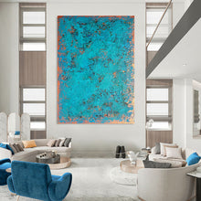Load image into Gallery viewer, Turquoise &amp; Copper Abstract Painting, Ideal for Coastal Living Room &amp; Art Gallery LargeART2323
