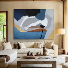 Load image into Gallery viewer, Geometric Abstract Painting in Cool Colors for Mid - Century Modern Home &amp; Art Gallery DKH173
