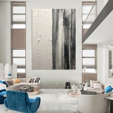 Load image into Gallery viewer, “Textured Divide” – Smooth white and vertically striped black - gray, contrasting textures DTP382
