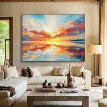 Load image into Gallery viewer, Vivid Sunset Seascape Abstract Painting on Canvas - “Blazing Horizons” DKH622
