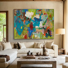 Load image into Gallery viewer, “Green and Blue Abstract Energy” - Dynamic Abstract Acrylic, Great for Fitness Studio and Living Room DLZ237
