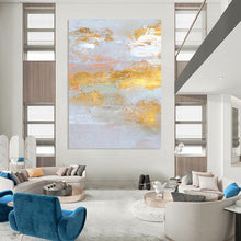 Load image into Gallery viewer, “Gold Gleam” - Light blue, white with gold accents DTP159
