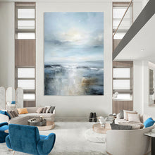 Load image into Gallery viewer, “Seascape Hush” – Blue &amp; Gray Coastal Abstract Acrylic with Soft Textures DTP059
