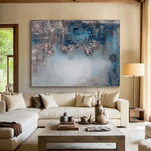 Load image into Gallery viewer, Hand - painted Large - scale Blue and Gray Muted Abstract Acrylic Art for Calm Waiting Rooms LargeART0021
