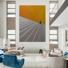 Load image into Gallery viewer, Orange &amp; Gray Minimalist Abstract Art, Perfect for Modern Hallway &amp; Thoughtful Study LargeART2100
