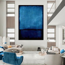 Load image into Gallery viewer, Deep Blue &amp; Black Abstract Painting, Ideal for Modern Office Lounge &amp; Calm Bedroom LargeART1943
