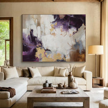Load image into Gallery viewer, Purple and Gold Abstract Painting for Luxury Bedroom &amp; Elegant Dining Room DKH131
