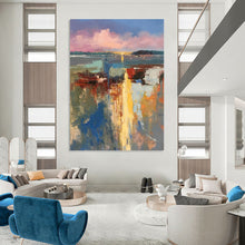 Load image into Gallery viewer, “Colorful Abstract Harbor Scene” - Impressionistic Maritime Art on Canvas DKH1578
