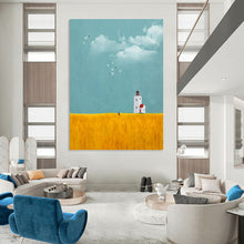 Load image into Gallery viewer, “Serene Lighthouse in Golden Field” - Calming Landscape Art on Canvas DKH1429
