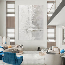Load image into Gallery viewer, “White Textured Wall” – White &amp; Gray Abstract Acrylic with Rough Textures DTP066

