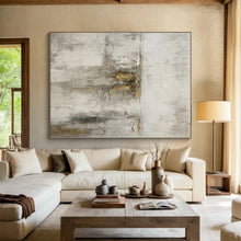 Load image into Gallery viewer, Massive Gray Textured Abstract with Gold Acrylic for Industrial - Chic Loft &amp; Luxury Hotel Suite LargeART0356
