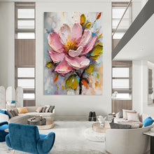 Load image into Gallery viewer, Impasto Abstract Pink Flower Art, Textured Petal Painting for Romantic Bedroom &amp; Floral - Inspired Bathroom LargeART2200
