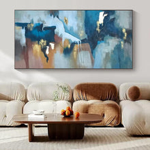Load image into Gallery viewer, Blue - Gold Abstract Waterscape Acrylic Art, Suited for Home Office &amp; Spa LargeART1006

