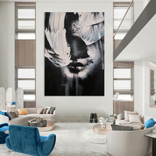 Load image into Gallery viewer, “Monochrome Face Fragment” – Black and white, abstracted face with bold brushstrokes. DTP331

