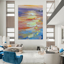 Load image into Gallery viewer, “Sunset Hues: Coastal Abstract” Abstract Painting on Canvas, Beach House Decor DKH1040
