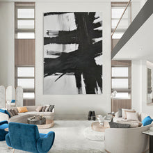 Load image into Gallery viewer, “Bold Black Brushstrokes” - Black, White Abstract Art on Canvas DKH1154
