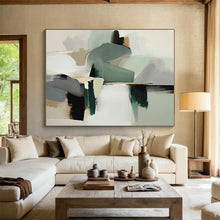Load image into Gallery viewer, Large Soft Green and Gray Abstract - Great for Bohemian Café &amp; Nature - Loving Office LargeART0746
