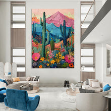 Load image into Gallery viewer, “Colorful Desert Landscape” - Pink, Blue, and Green Nature Art on Canvas DKH1402
