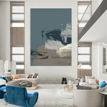 Load image into Gallery viewer, Muted Shapes in Blue &amp; Gray – Abstract Mixed - Media with Subtle Marks DTP242
